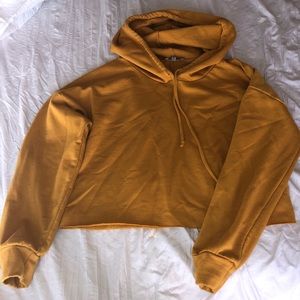 Mustard Yellow Cropped Hoodie